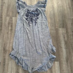 Kyla Seo Blue Embroidered Ruffle Dress Size Small